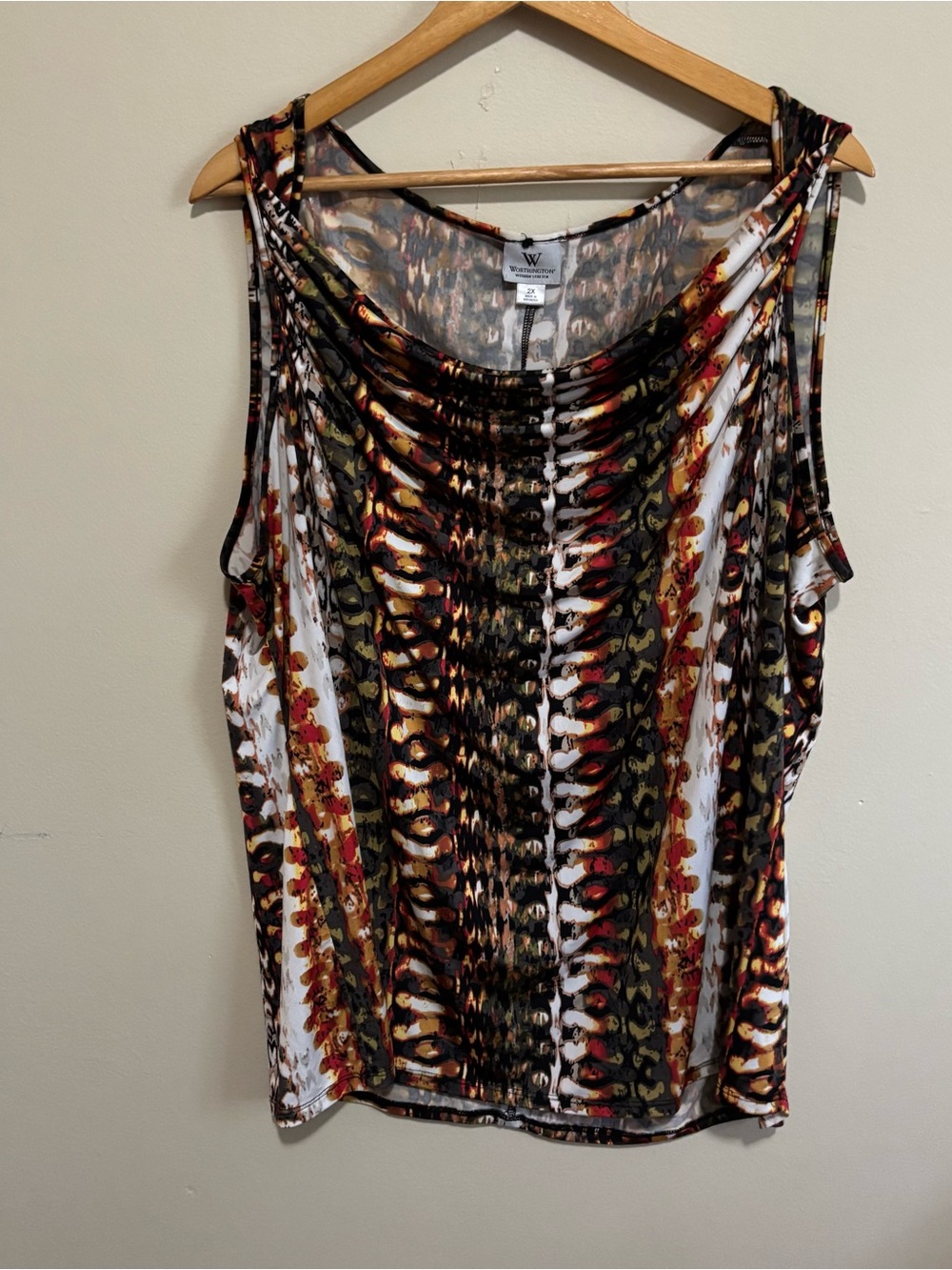 Worthington Women’s 2X Sleeveless Geometric Print Stretch Blouse XXL